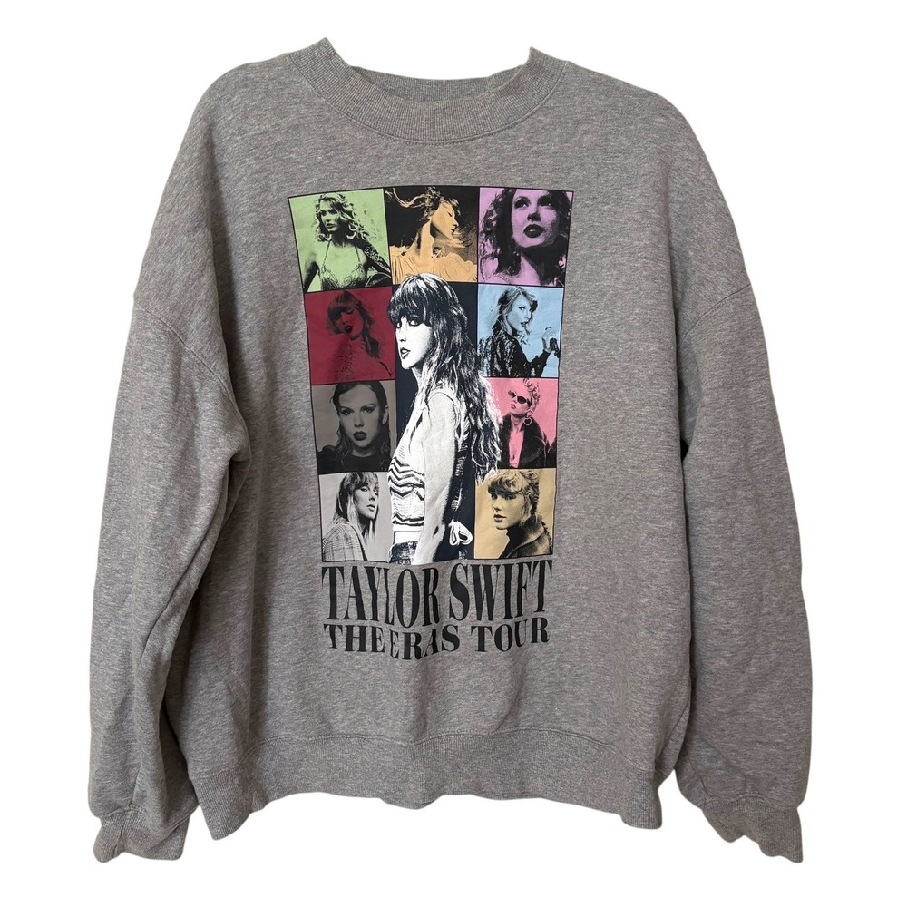 Taylor Swift Womens Large The Eras Tour Gray Sweatshirt Merch Swiftie Music